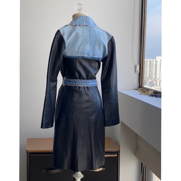 NWOT Genuine leather and Denim coat. - Picture 4 of 8